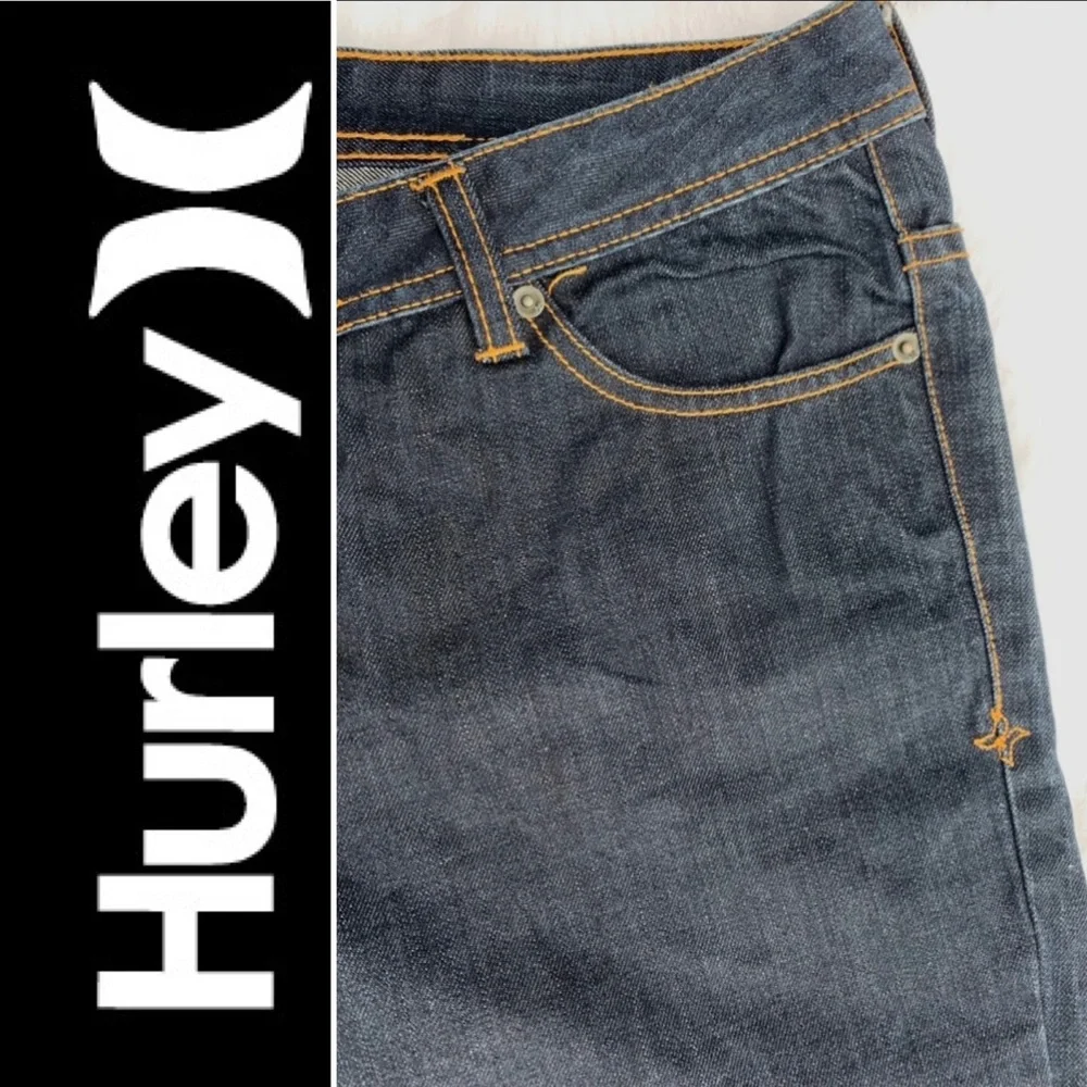 💋 SOLD💋 Hurley Dark Wash Midrise Straight Leg Jeans - Picture 6 of 9